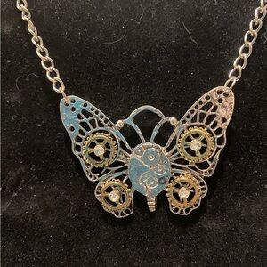 Steampunk Butterfly Pendant Necklace
